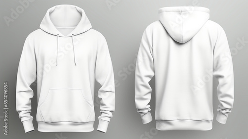 white hoodie mockup, front and back views, designed with long sleeves for comfort and style, ideal for showcasing different designs and patterns mockup studio with various hangers