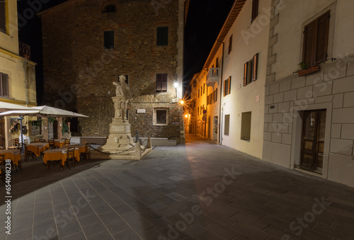 Scarlino at night. Medieval village overlooking the Gulf of Follonica, facing the Island of Elba. Maremma, Italy. © tripper13