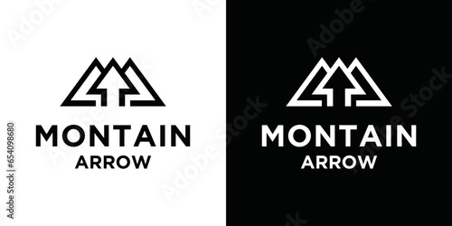 M A or Mountain and financial arrow logo design template. Mountain shape brand, icon, badge or label. Vector	