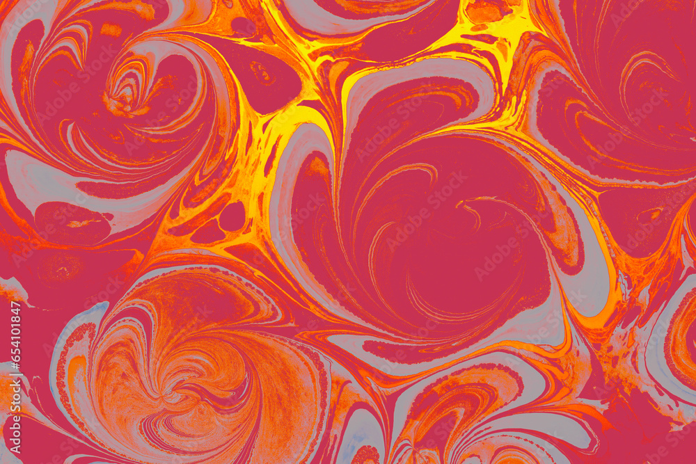 Abstract marble texture floral pattern . Traditional art of Ebru marbling