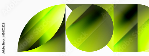 Serene gradient template. Circles and triangles mingle in minimalist perfection. Gentle fusion of forms and hues creates balanced yet captivating backdrop, embodying modern sophistication