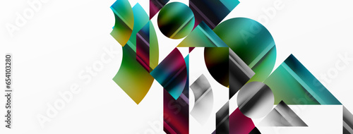 Minimalistic elegance shines through in this metallic background, showcasing composition of circles and triangles, creating geometric masterpiece