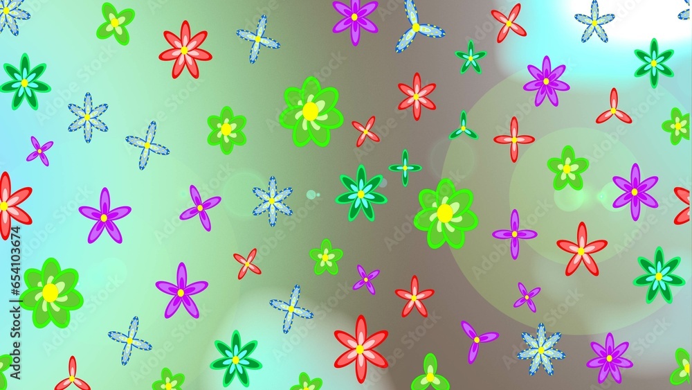 Fototapeta premium Motion footage background with colorful elements. Flowers. Vintage. Flag style. Video. Template.