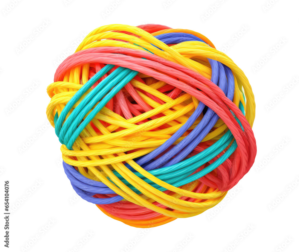 Clew made from colored rope isolated on transparent background Clew made from colored rope isolated on transparent background
