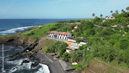 Cidade Velha Aerial View. The oldest city in the Republic of Cape Verde. Santiago Island Landscape. The Republic of Cape Verde is an island country in the Atlantic Ocean. Africa.