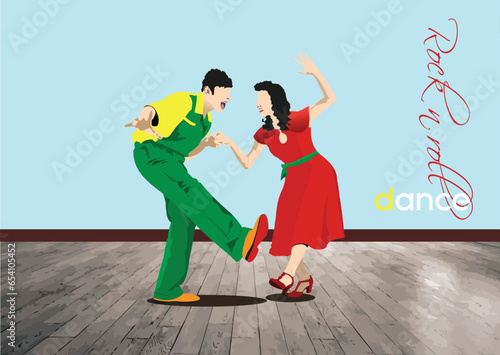 Big set of Lindy hop or rock-n-roll dance. Dance for rock-n-roll music. 3d vector illustration