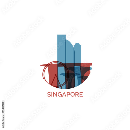 Singapore cityscape skyline city panorama vector flat modern logo icon. Asian region emblem idea with landmarks and building silhouettes