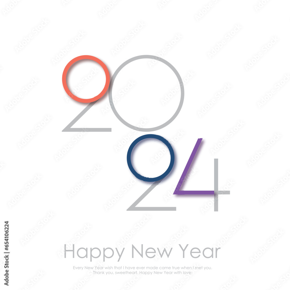 2024 typography logo design concept. Happy new year 2024 logo design
