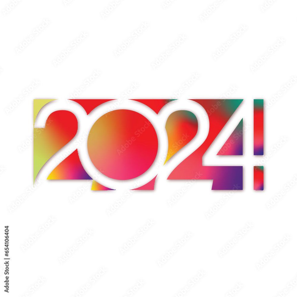 2024 typography logo design concept. Happy new year 2024 logo design