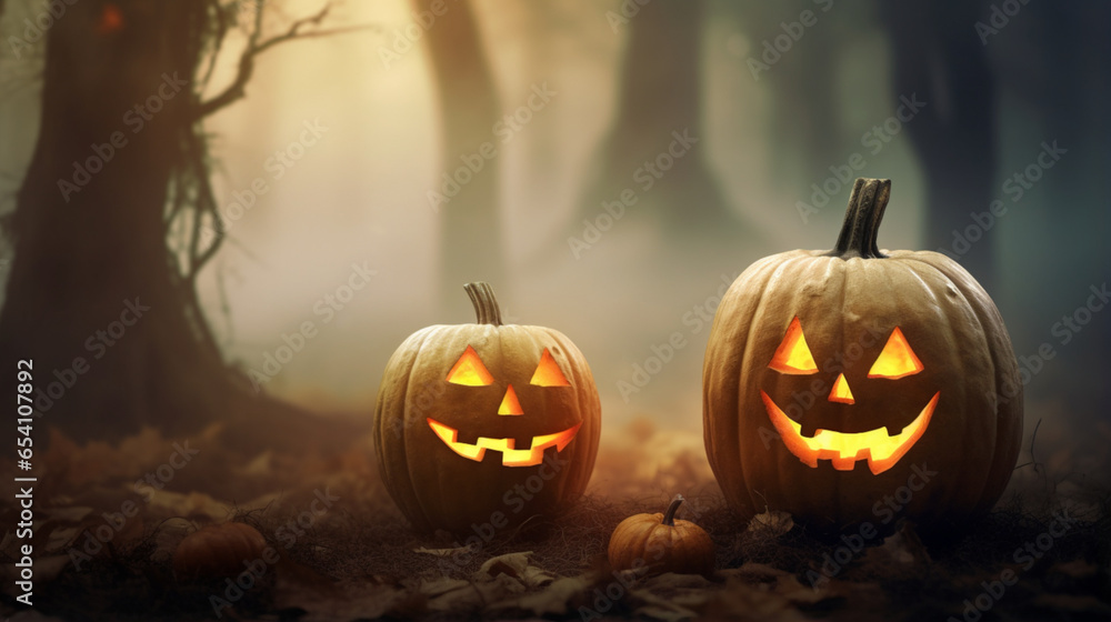 Fog-Shrouded Pumpkin Lanterns ,generated by IA Fog-Shrouded Pumpkin Lanterns ,generated by IA