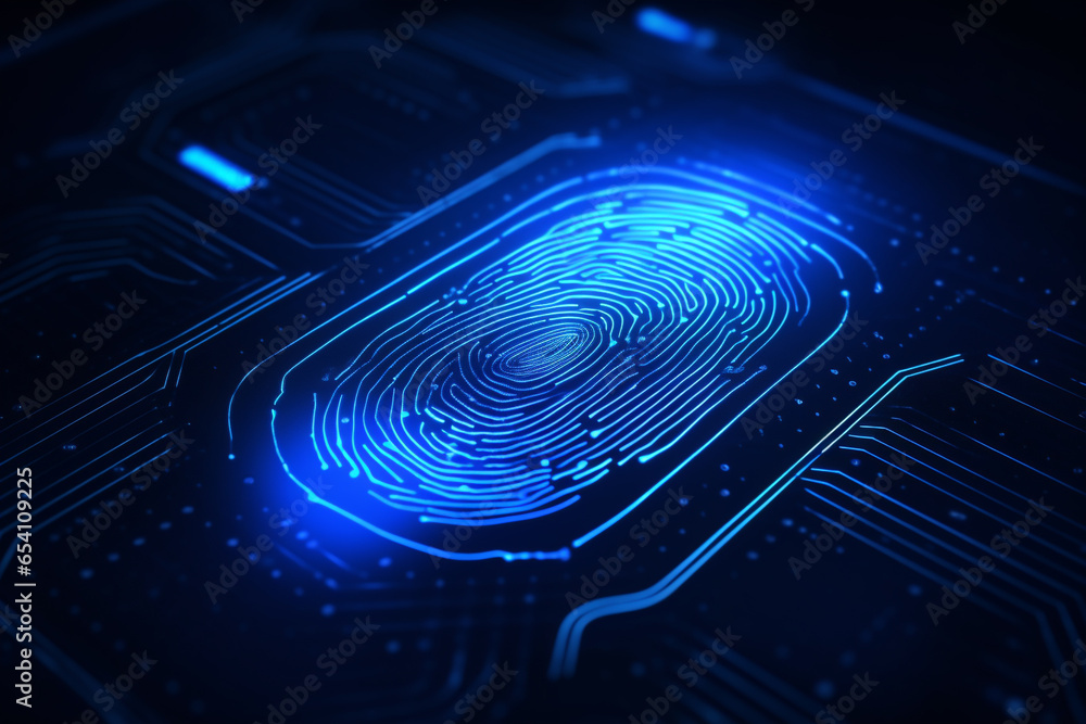 DIgital fingerprint blue light technology concept. DIgital fingerprint blue light technology concept.
