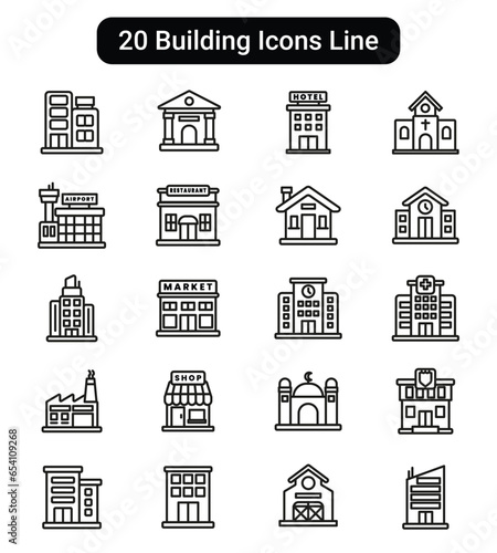20 Building Icons Line