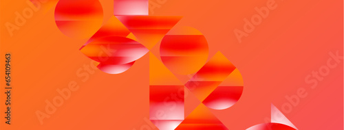 Serene gradient template. Circles and triangles mingle in minimalist perfection. Gentle fusion of forms and hues creates balanced yet captivating backdrop, embodying modern sophistication