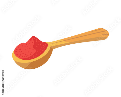 chili pepper powder in wooden spoon