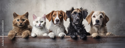  dogs and cats sitting in front of their own poster © Kien