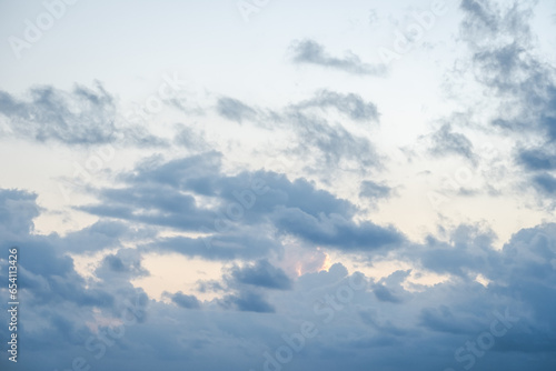 Fototapeta Naklejka Na Ścianę i Meble -  Blue-gray cloudy sky over the Caribbean Sea horizon