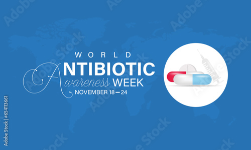 World Antibiotic Awareness Week vector icon illustration. Background, banner, card, poster, template. Vector illustration.