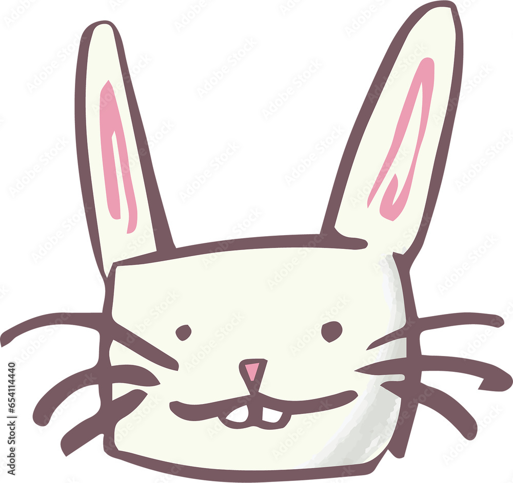 Naklejka premium Digital png illustration of smiling bunny's head on transparent background