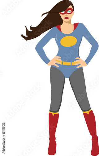 Digital png illustration of female superhero on transparent background © vectorfusionart
