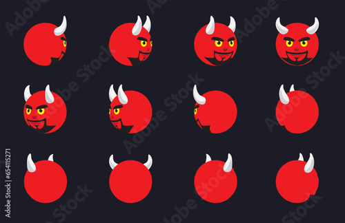Halloween Ball Head Animation Sequence Devil Satan Cartoon Vector