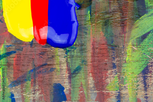 Many colors placed on the floor.