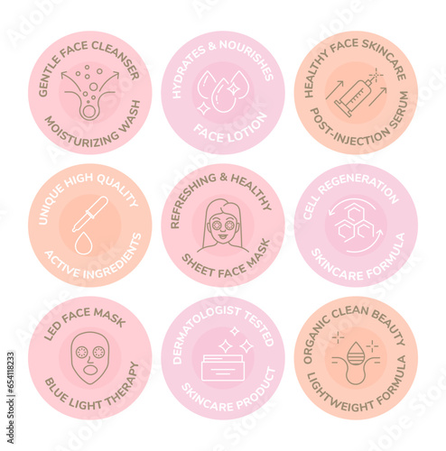 Round sticker set for cormetic skincare package