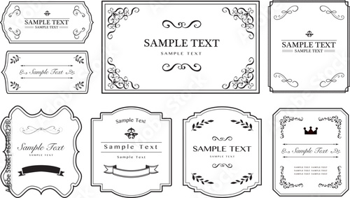 Elegant frame set. Vector of vintage frame set. Calligraphic design elements.