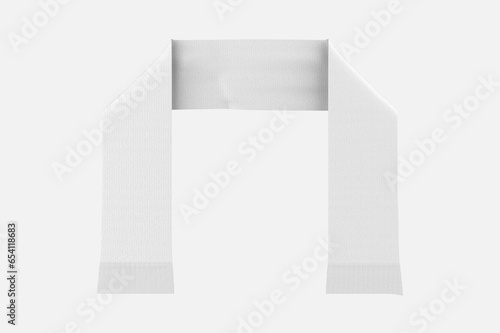 soccer scarf mockup. Empty season euro fan clothing mock up, isolated. Clear accessory muffler for football supporter mokcup template.  3d illustration