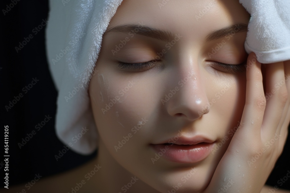 Closeup portrait of a woman clean face with perfect skin. Closeup portrait of a woman clean face with perfect skin.