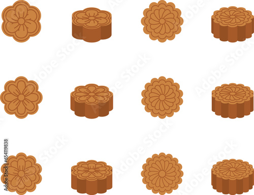 Set of mooncake vector illustration