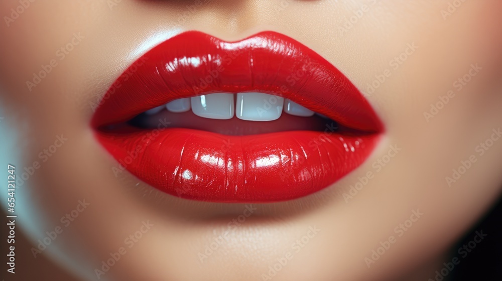 Red Lips close up. Generative ai Red Lips close up. Generative ai