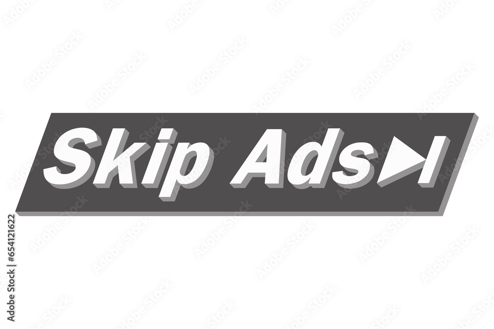 Skip Ad button. Video block icon for advertising. App template for interface. Vector