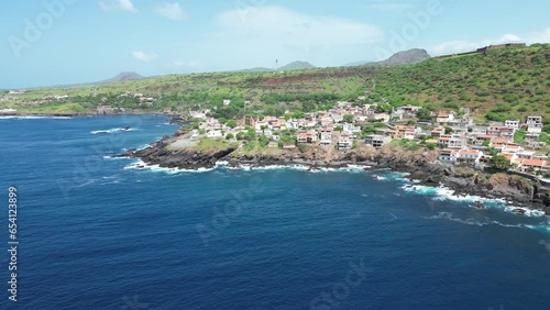 Cidade Velha Aerial View. The oldest city in the Republic of Cape Verde. Santiago Island Landscape. The Republic of Cape Verde is an island country in the Atlantic Ocean. Africa.