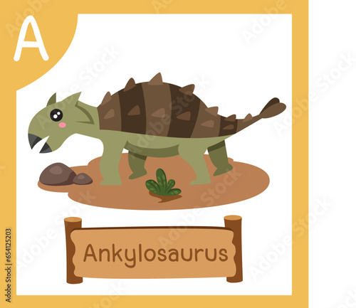 Illustrator of A for Dinosaur ankylosaurus