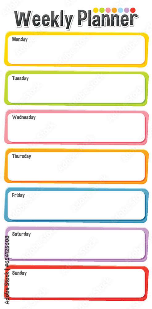 Colorful Weekly Lesson Planner Template with Cartoon Illustrations Colorful Weekly Lesson Planner Template with Cartoon Illustrations