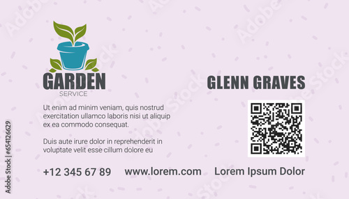 Garden service, business or visiting card vector