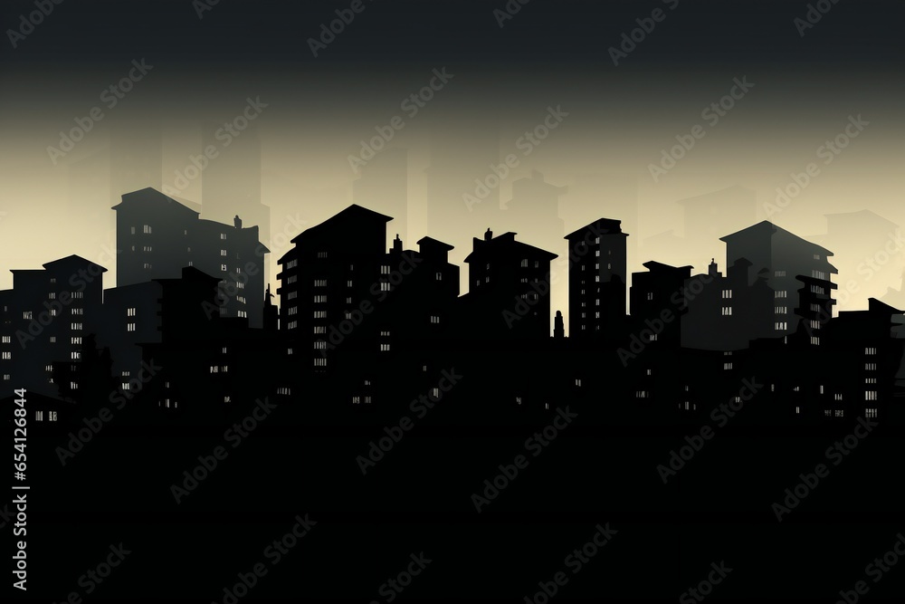 black Silhouette of city houses