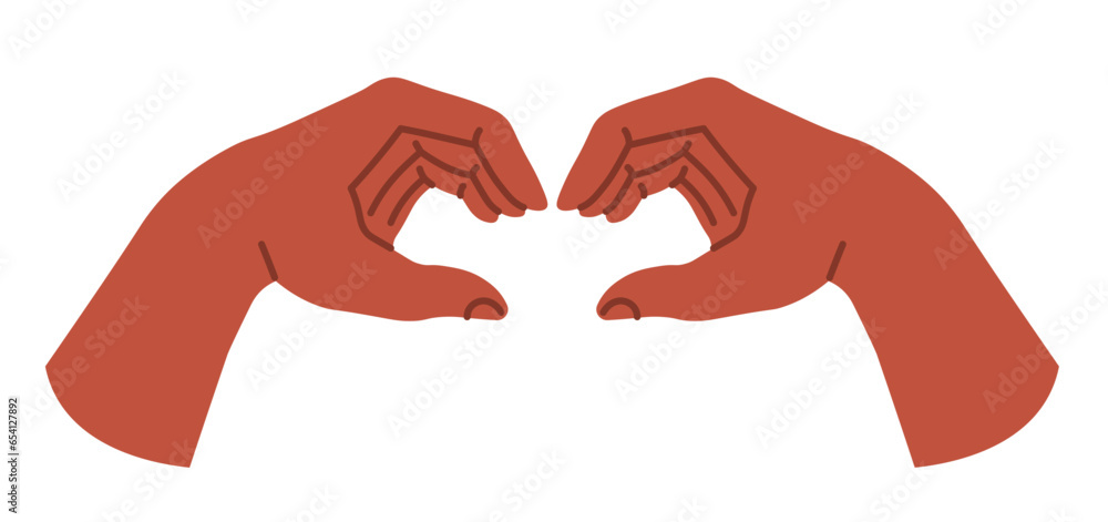 Fototapeta premium Hands forming heart gesture with fingers, vector