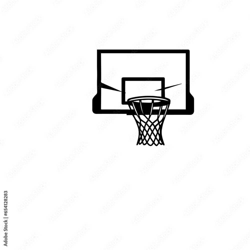 Basketball Hoop Logo Monochrome Design Style