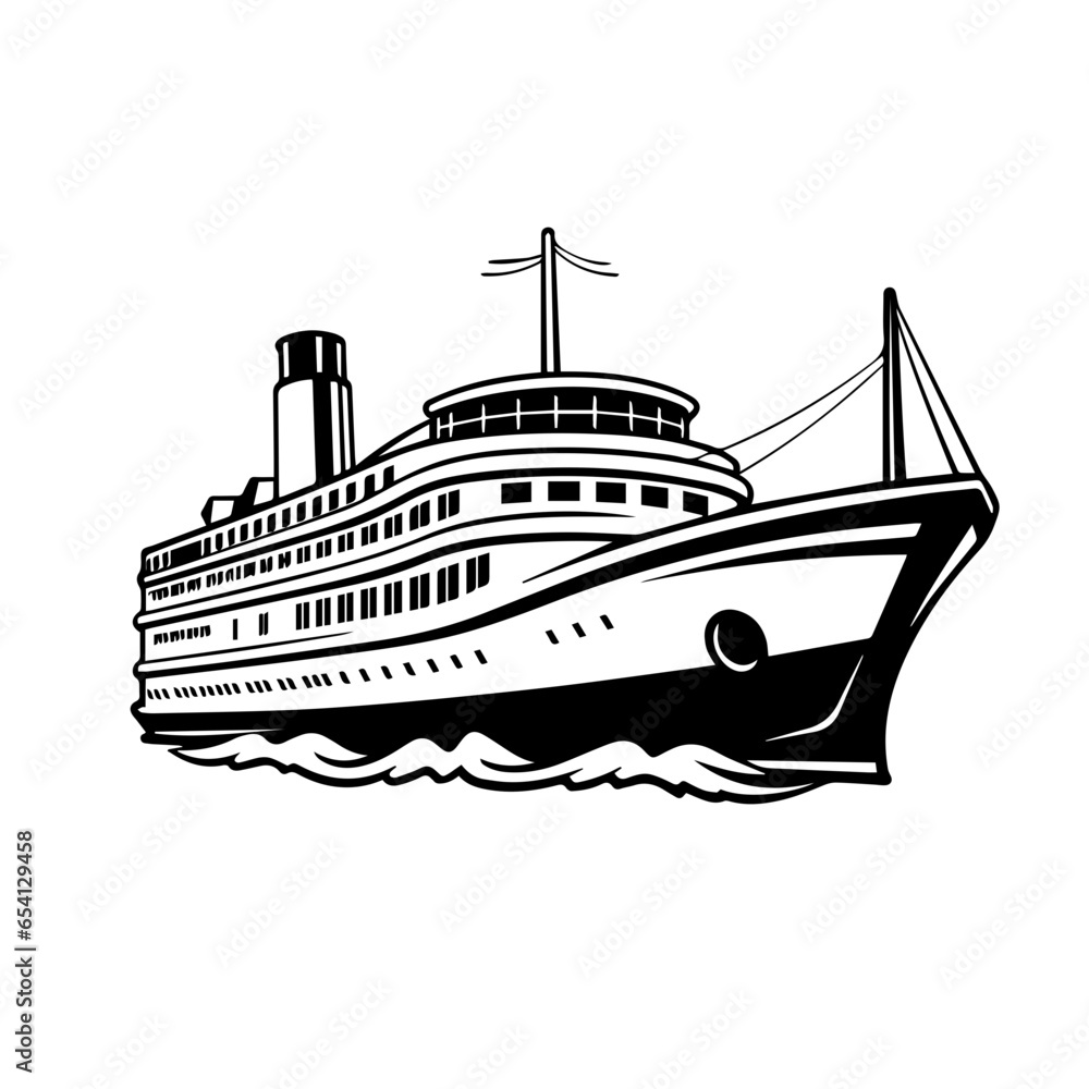 Ship Logo Monochrome Design Style