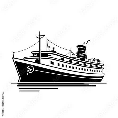 Ship Logo Monochrome Design Style
