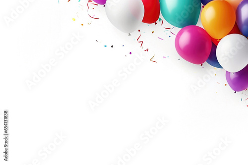 Colorful Balloons with Confetti on white