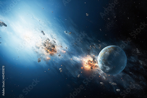 Space scene.  Planets, stars and galaxies.