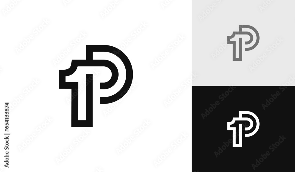 Fototapeta premium Letter 1P initial monogram logo design
