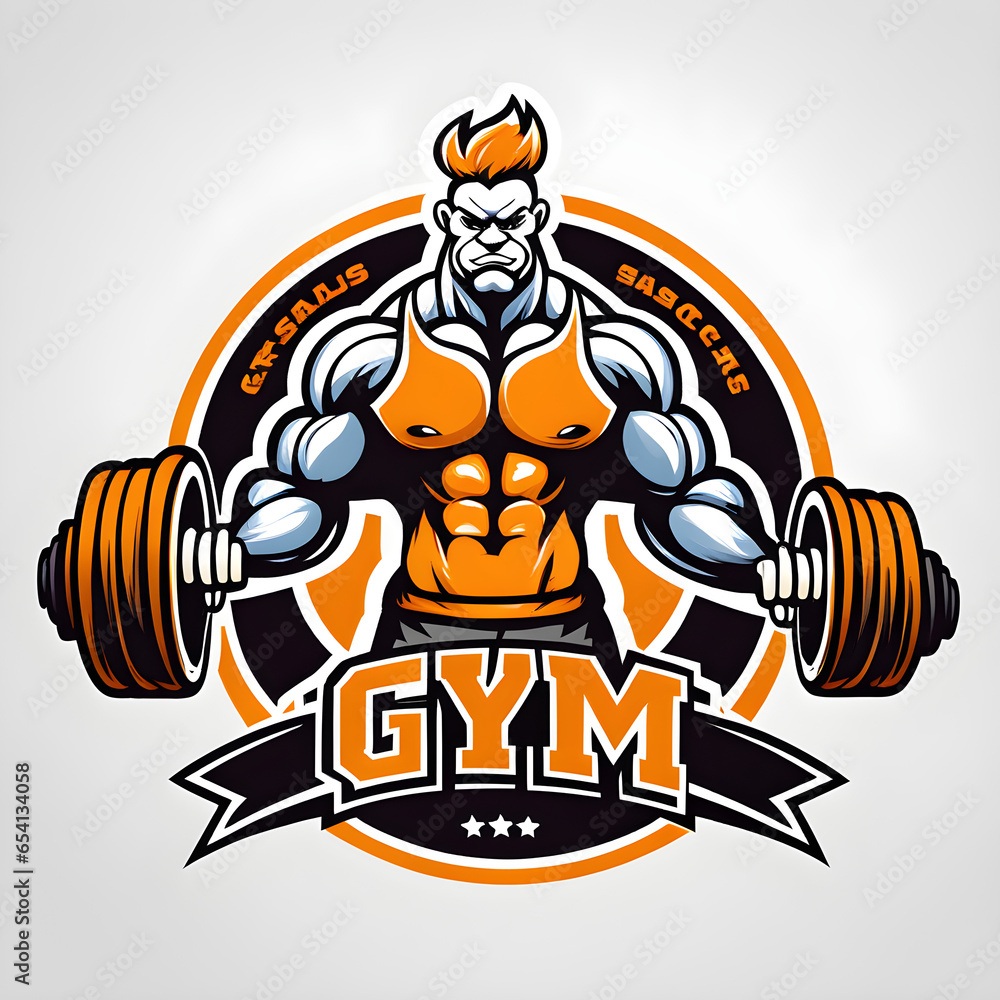 Body builder gym man mascot logo