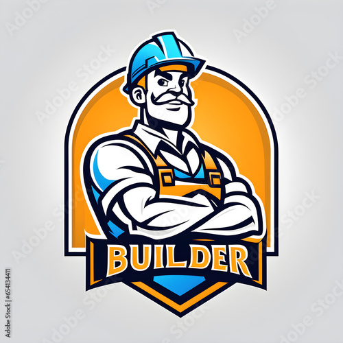 Builder man mascot logo engineer
