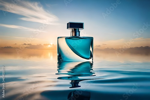 perfume bottle on blue © Abdul