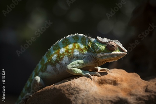 a chameleon on a rock. Generative AI