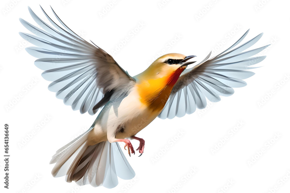 Naklejka premium Cute Vivid Flying Bird Isolated On Transparent Background, Generative AI