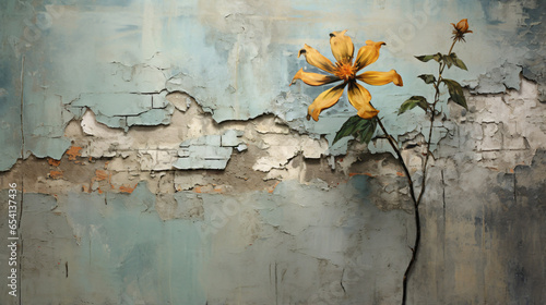 A painting of a flower on a wall © Merab